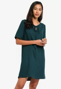 ZALORA BASICS Basic Tie Neck Flute Sleeves Shift Dress