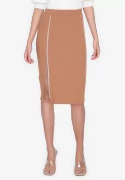 ZALORA BASICS Rib Skirt with Contrast Trim