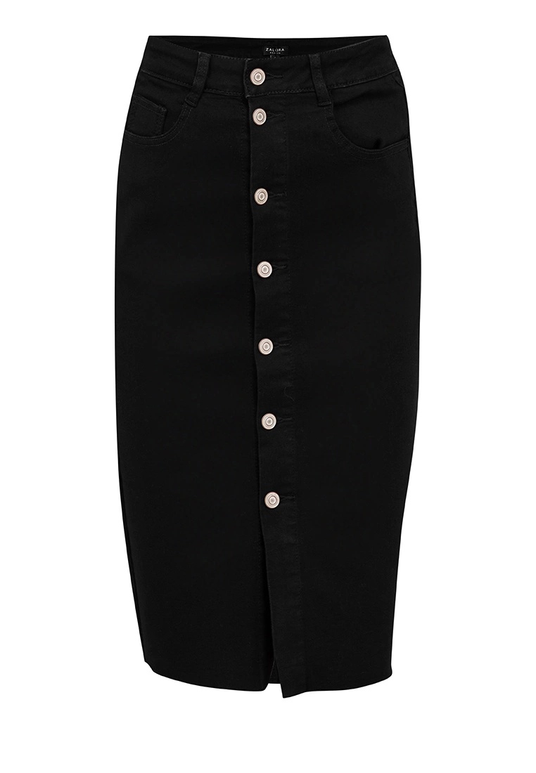 ZALORA BASICS Button Front Midi Denim Skirt - Billede 5