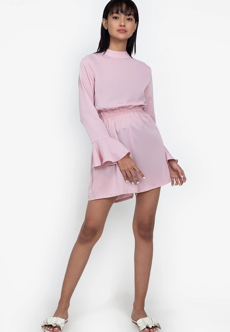 ZALORA BASICS Open Back Long Sleeve Playsuit - Billede 4