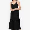 ZALORA BASICS Sleeveless Ruffle Tiered Midi Dress