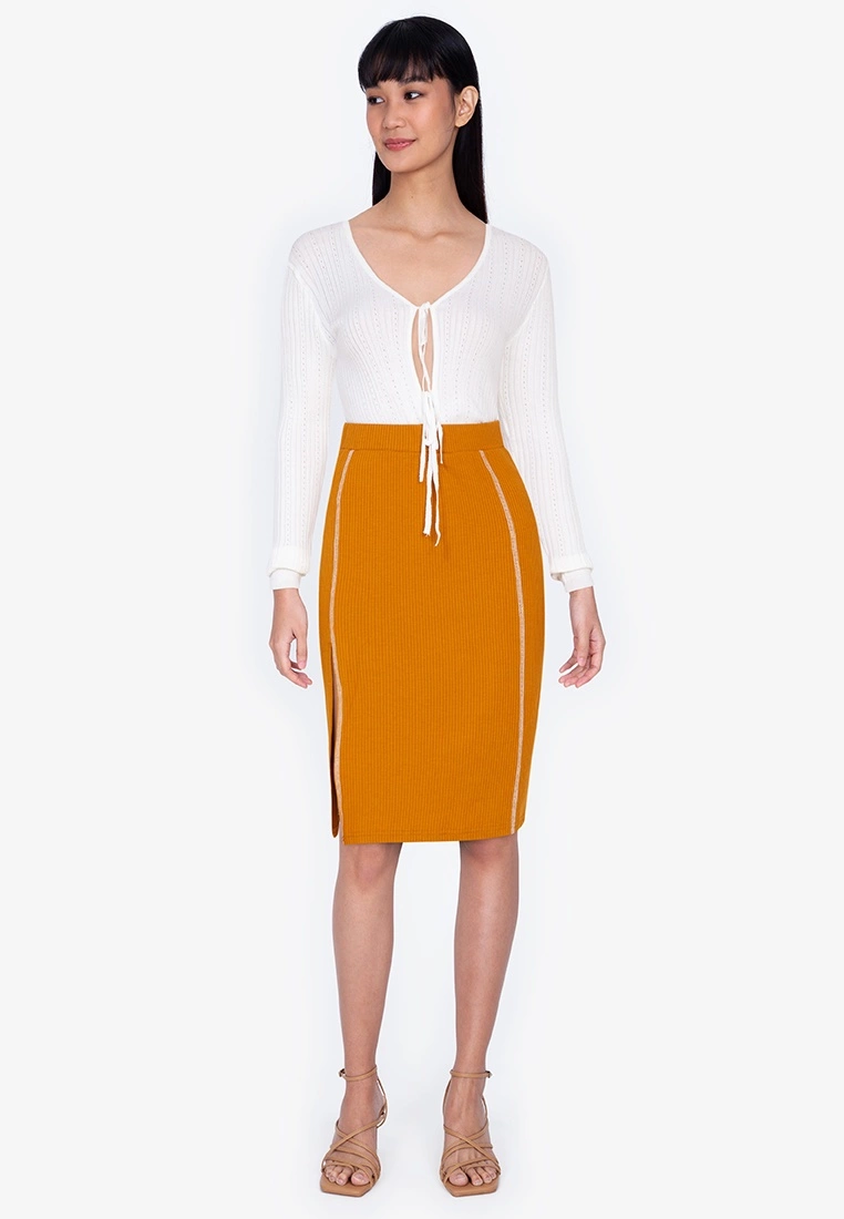 ZALORA BASICS Rib Skirt with Contrast Trim - Billede 4