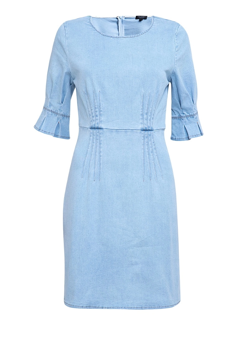 ZALORA BASICS Flounce Sleeve Fitted Denim Dress - Billede 5