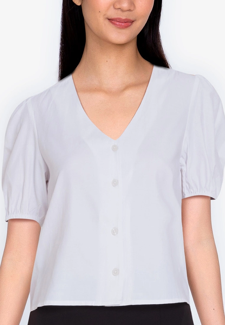 ZALORA BASICS Short Sleeve Button Front Blouse - Billede 3