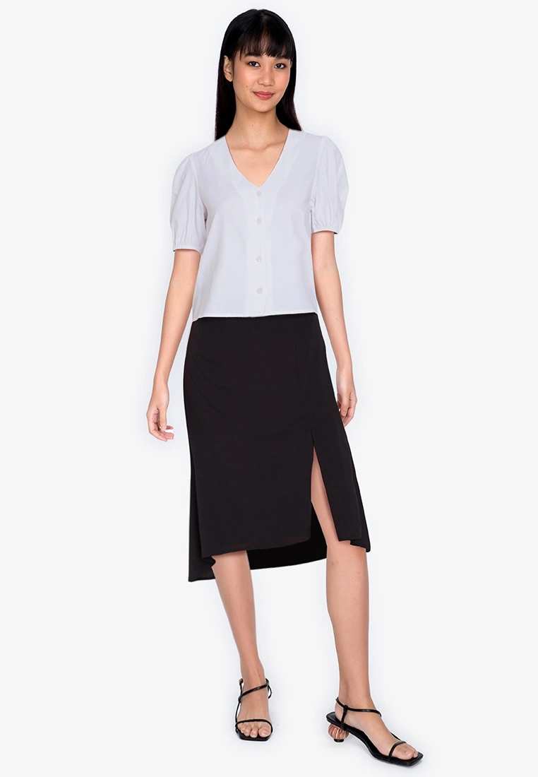 ZALORA BASICS Short Sleeve Button Front Blouse - Billede 4