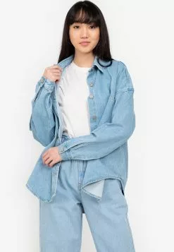 ZALORA BASICS Round Hem Denim Jacket