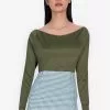 ZALORA BASICS Rib Wide V-Neck Long Sleeve Top