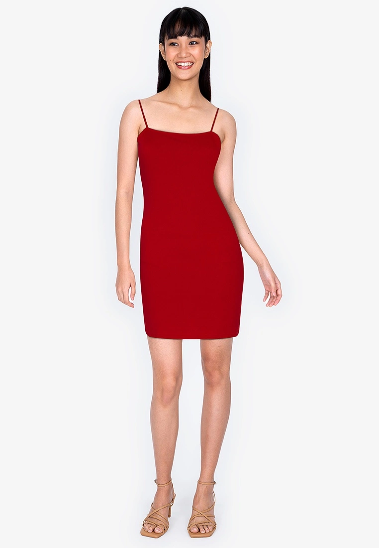 ZALORA BASICS Rib Straight Neck Bodycon Dress - Billede 4