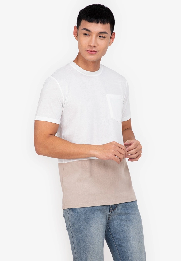 ZALORA BASICS Colour Block Pocket T-Shirt
