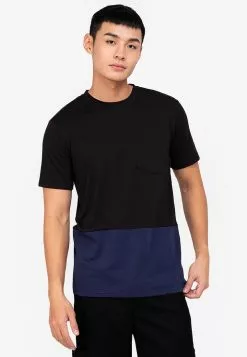 ZALORA BASICS Colour Block Pocket T-Shirt