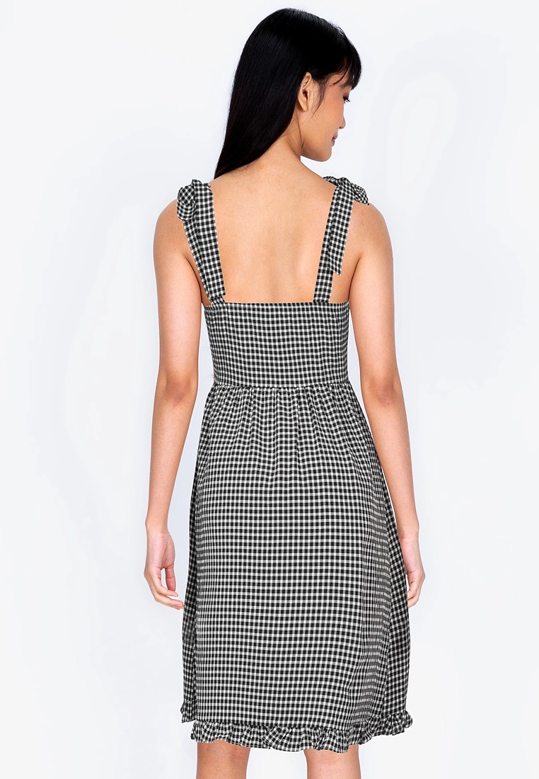 ZALORA BASICS Tie Strap Gingham Midi Dress - Billede 2