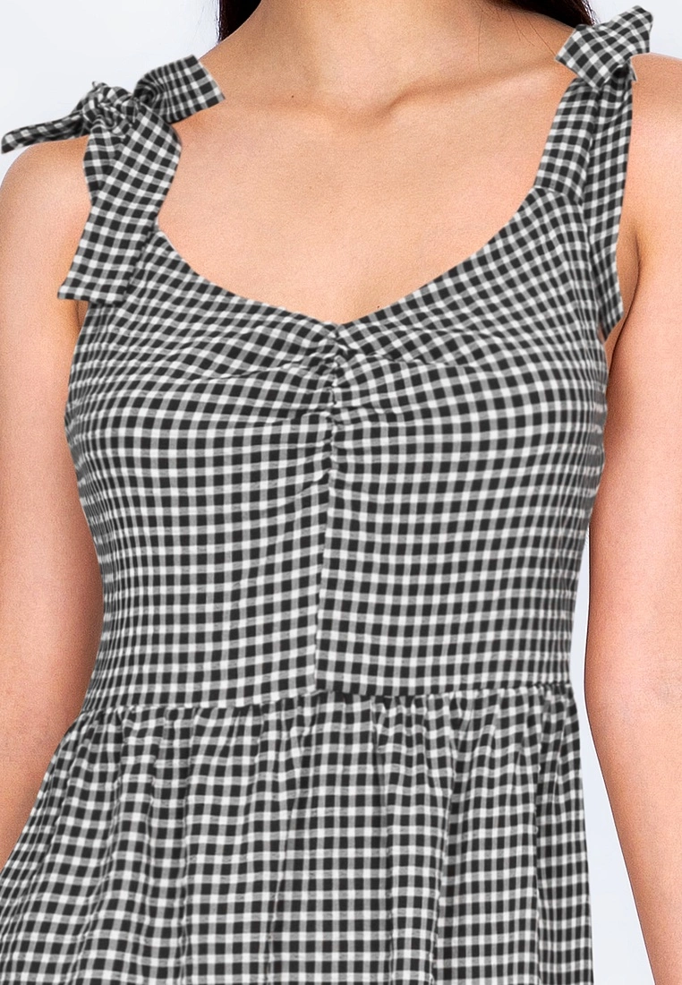 ZALORA BASICS Tie Strap Gingham Midi Dress - Billede 3