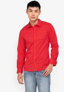 ZALORA BASICS Windowpane Check Regular Shirt
