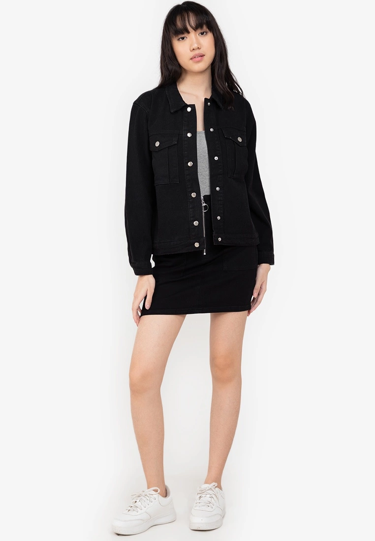 ZALORA BASICS Patch Pocket Zip Front Denim Mini Skirt - Billede 4