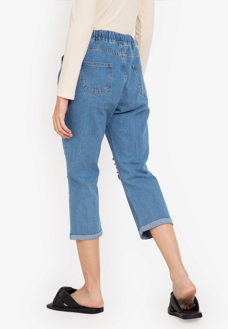 ZALORA BASICS Distressed Drawstring Cropped Jeans - Billede 2