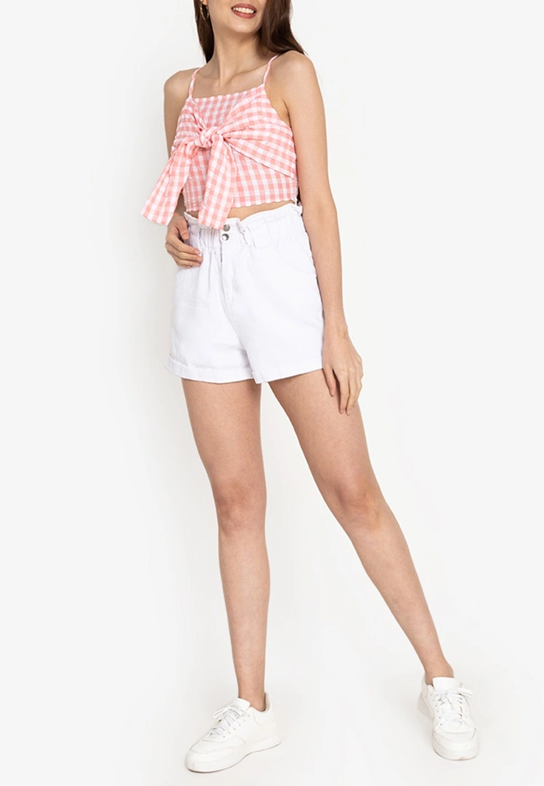 ZALORA BASICS Tie Front Gingham Top - Billede 4