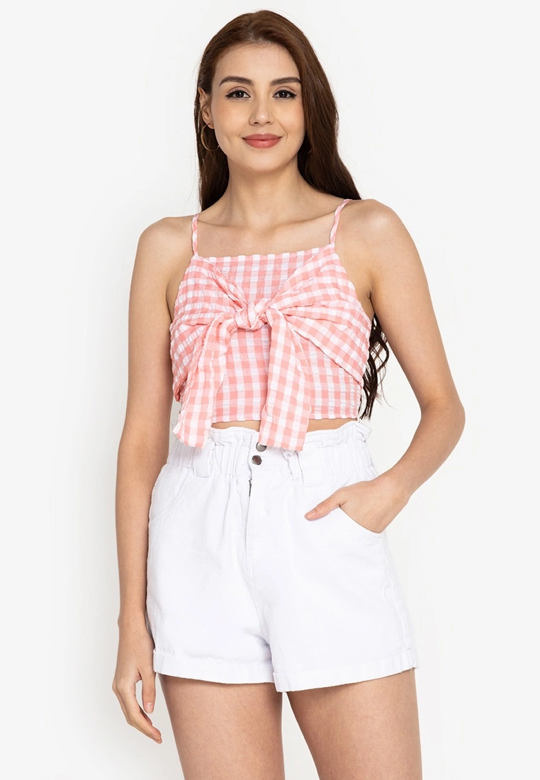 ZALORA BASICS Tie Front Gingham Top - Billede 5