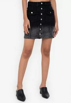 ZALORA BASICS Button Front Ombre Denim Skirt
