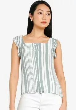 ZALORA BASICS Flutter Sleeves Square Neck Top