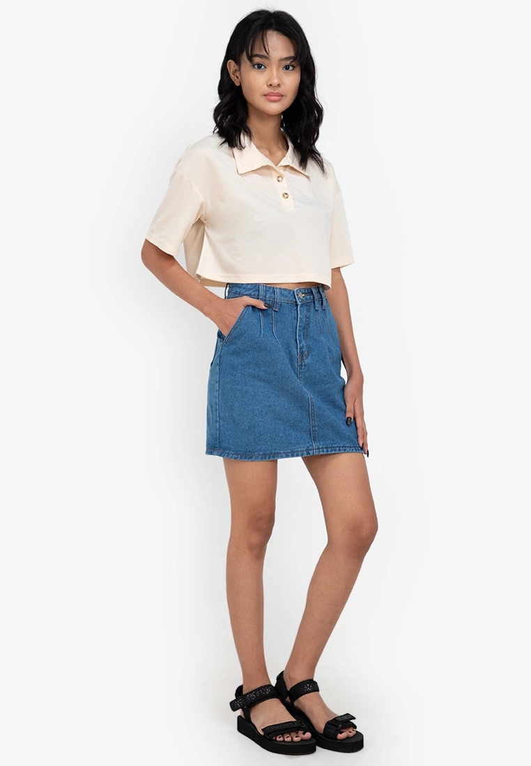 ZALORA BASICS Raw Hem Denim Skirt with Dart Detail - Billede 4