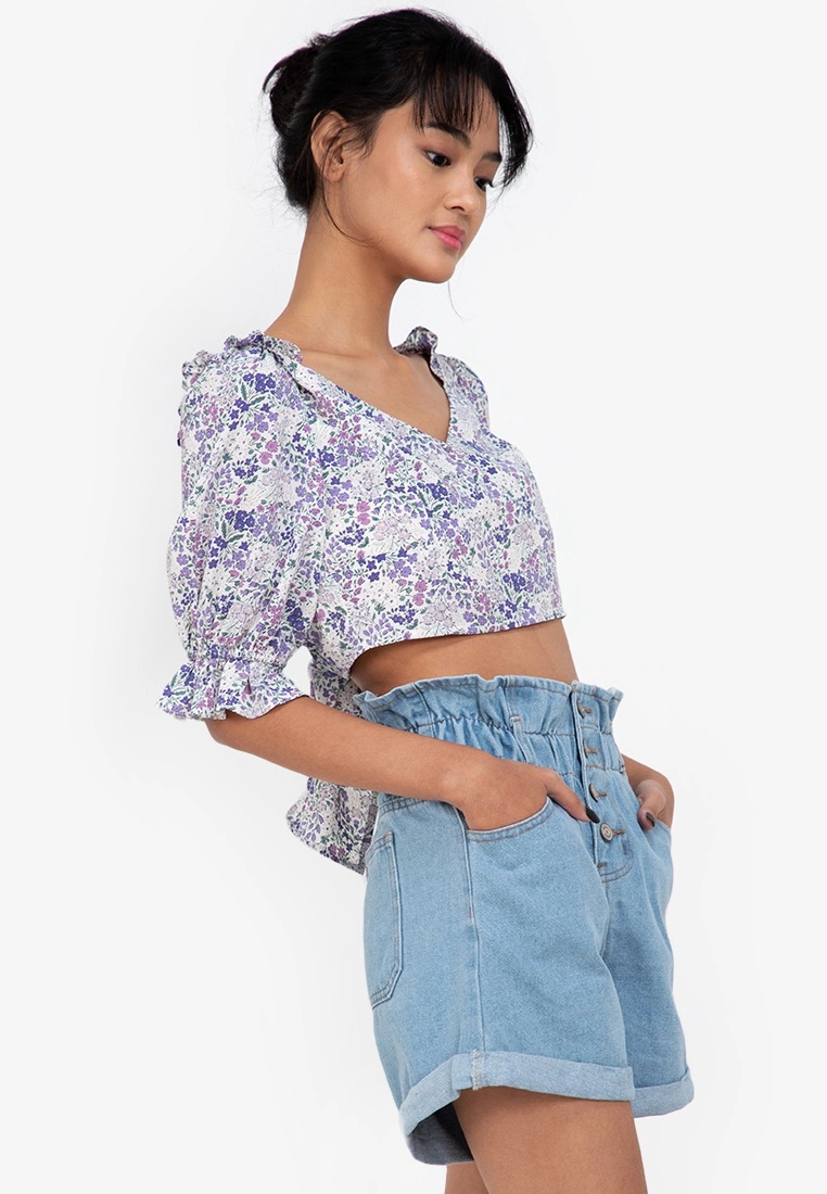 ZALORA BASICS Puff Sleeve Tie Back Top - Billede 2