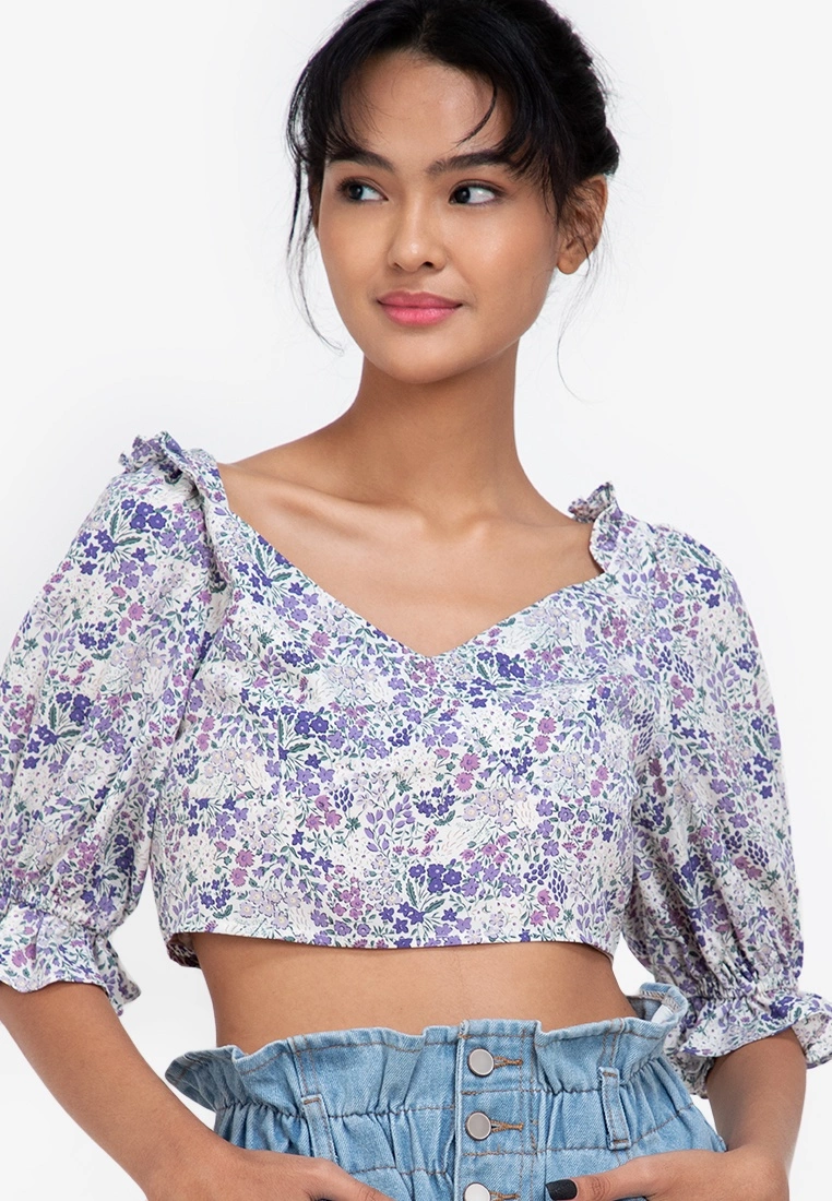 ZALORA BASICS Puff Sleeve Tie Back Top - Billede 3