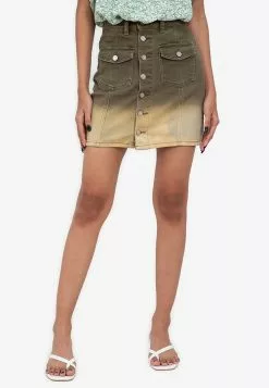 ZALORA BASICS Button Front Ombre Denim Skirt