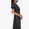 ZALORA BASICS V-neck Puff Sleeve Denim Dress