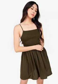 ZALORA BASICS Cami Smocked Mini Dress