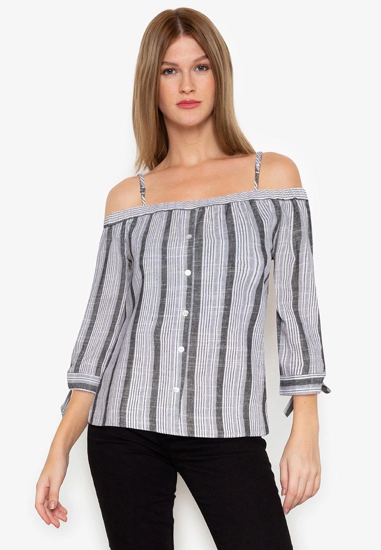 ZALORA BASICS Off Shoulder 3/4 Sleeve Top