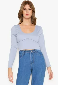 ZALORA BASICS Piping Detail Long Sleeve Top