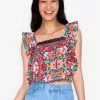 ZALORA BASICS Square Neck Frill Top