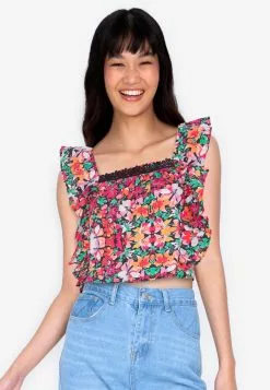 ZALORA BASICS Square Neck Frill Top