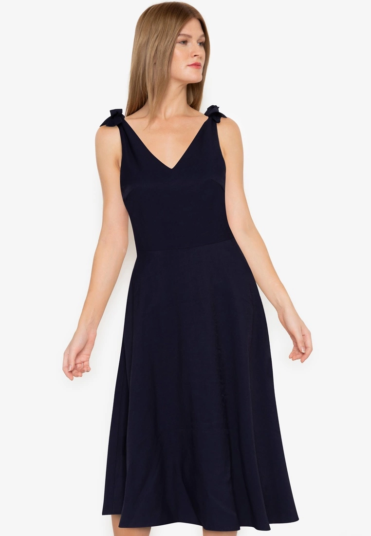 ZALORA BASICS Tie Straps Fit and Flare Midi Dress - Billede 4