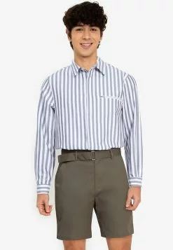 ZALORA BASICS Stripe Zip Pocket Shirt
