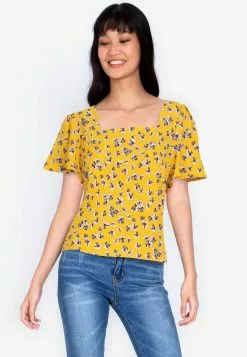 ZALORA BASICS Square Neck Flare Sleeve Top