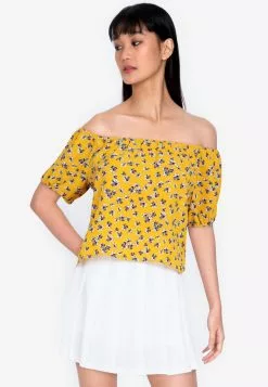ZALORA BASICS Short Sleeve Off Shoulder Top