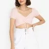 ZALORA BASICS Broderie Ruched Front Crop Top