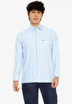ZALORA BASICS Stripe Zip Pocket Shirt