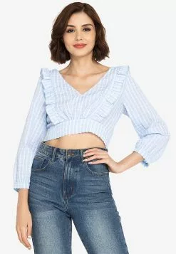 ZALORA BASICS Ruffle Detail Tie Back Top