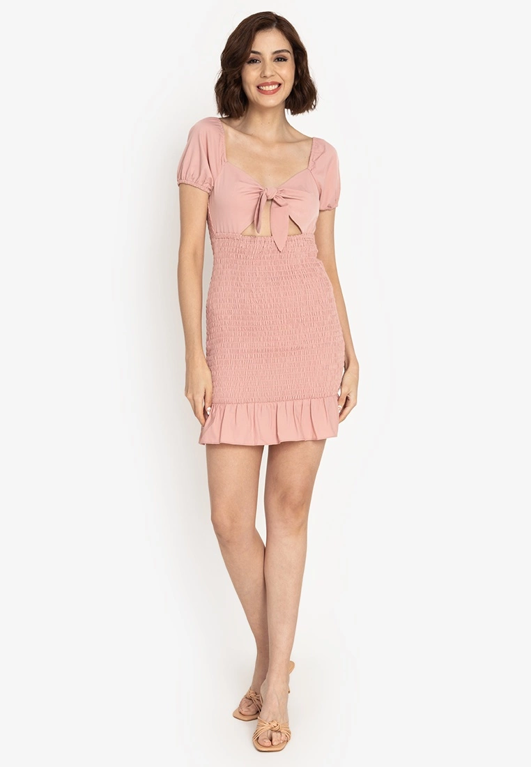 ZALORA BASICS Smocked Flutter Hem Mini Dress - Billede 4