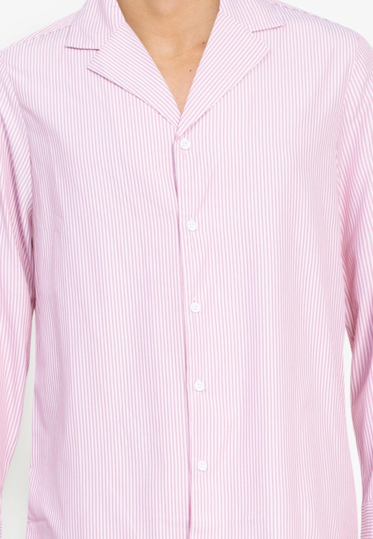 ZALORA BASICS Stripes Camp-Collar Shirt - Billede 3