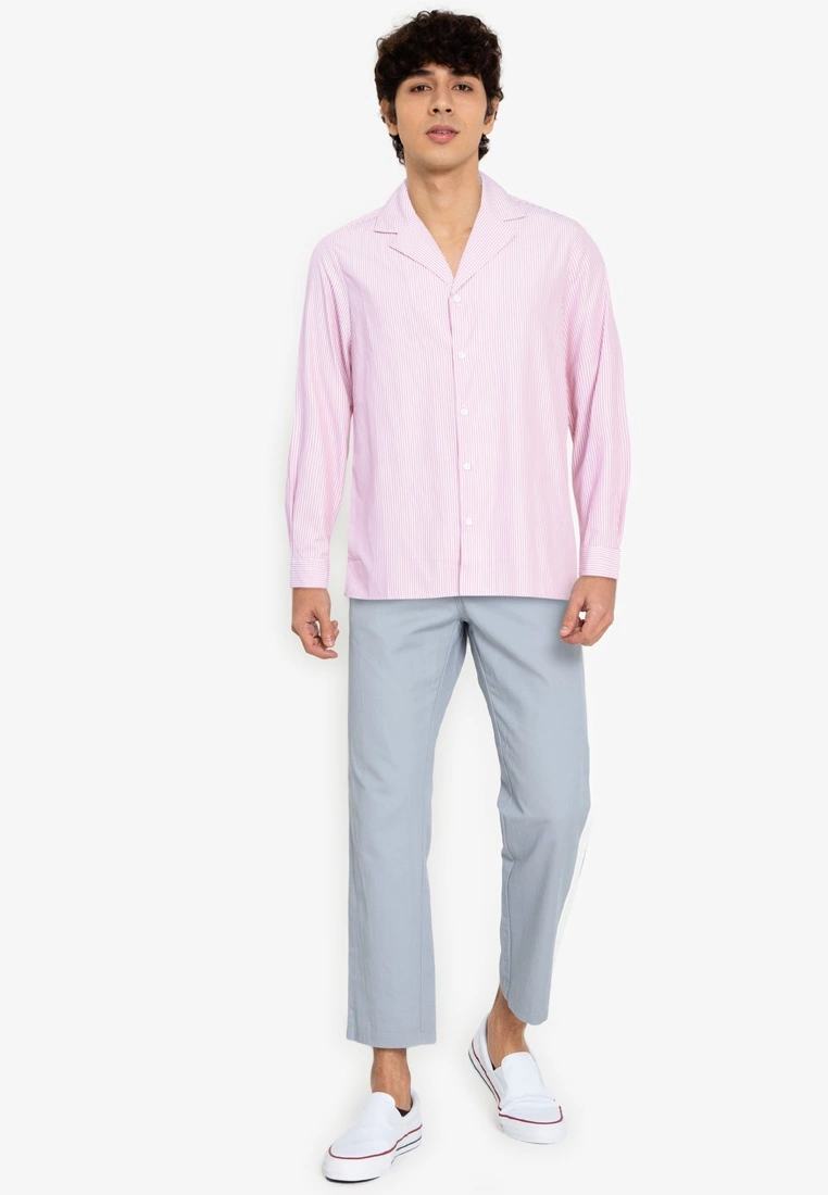 ZALORA BASICS Stripes Camp-Collar Shirt - Billede 4