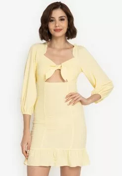 ZALORA BASICS Balloon Sleeve Cut Out Dress