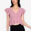 ZALORA BASICS Ruffle Hem Babydoll Top