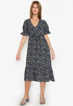 ZALORA BASICS Puff Sleeve Midi Dress