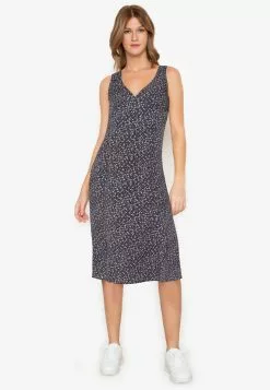 ZALORA BASICS Gathered V Neck Midi Dress