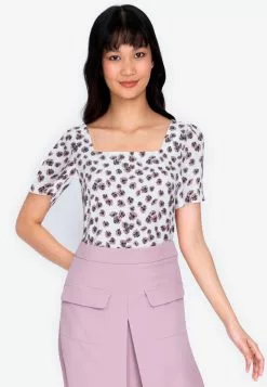 ZALORA BASICS Square Neck Flare Sleeve Top