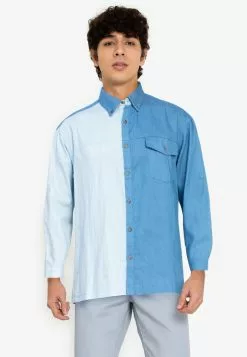 ZALORA BASICS Stripe Panel Shirt