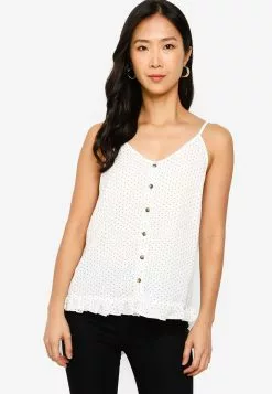 ZALORA BASICS Mini Ruffle Hem Button Detail Top